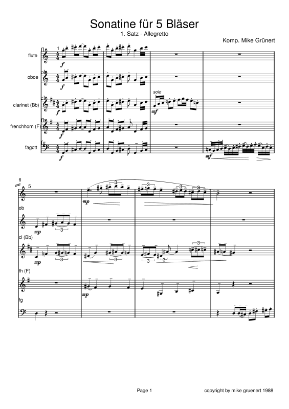 gallery: Sonatine für 5 Bläser, , Holzbläserquintett