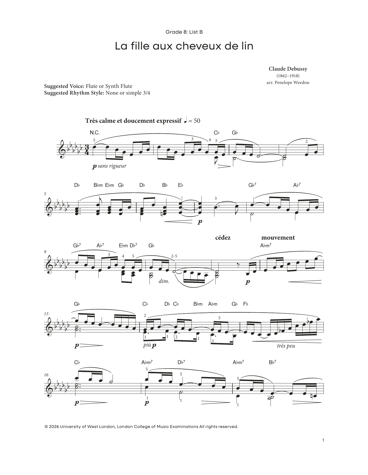 Produktgalerie: Seite 1 von 1 La Fille aux Chevaux de Lin (LCME Electronic Keyboard Grade 8 List B), Claude Debussy, Klavier