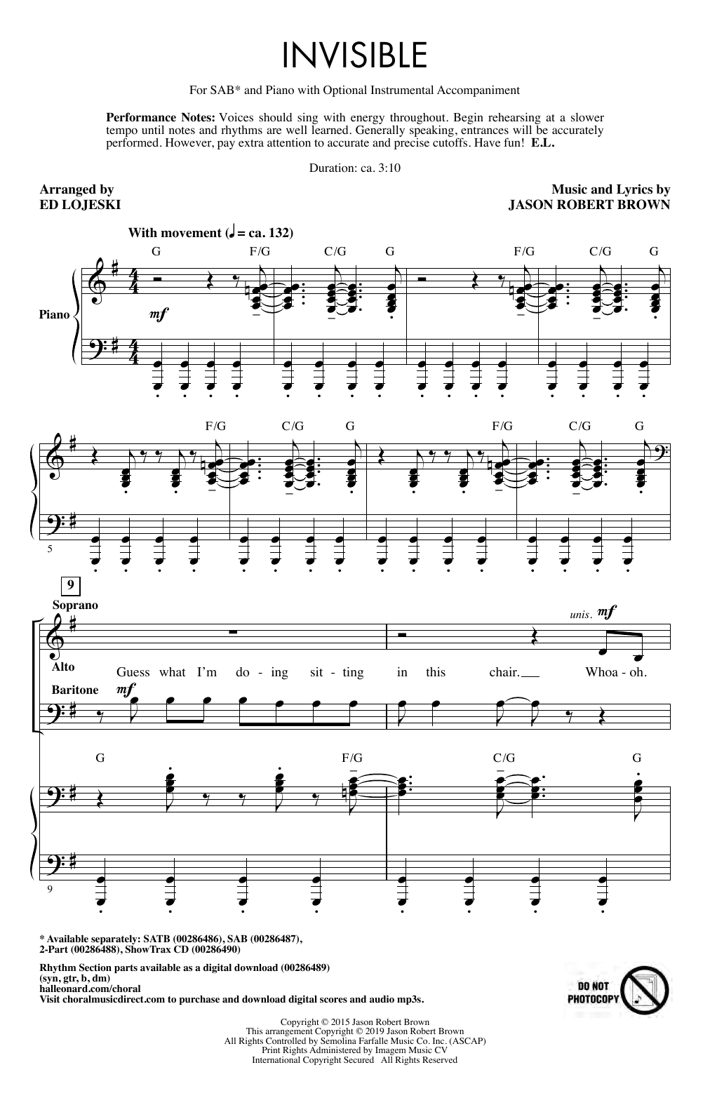 Produktbild zu: Invisible (arr. Ed Lojeski)