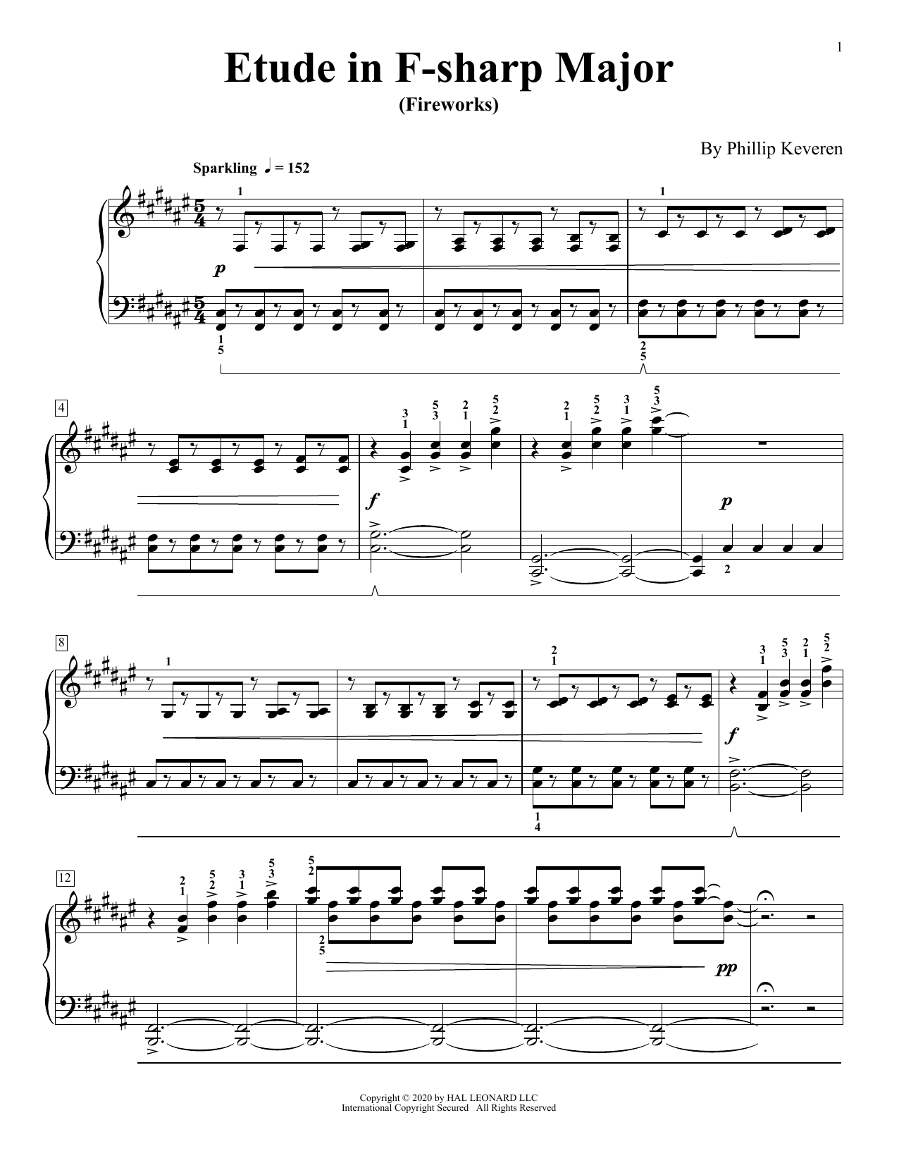 Product gallery: Page 1 of 1 Etude In F-Sharp Major (Fireworks), Phillip Keveren