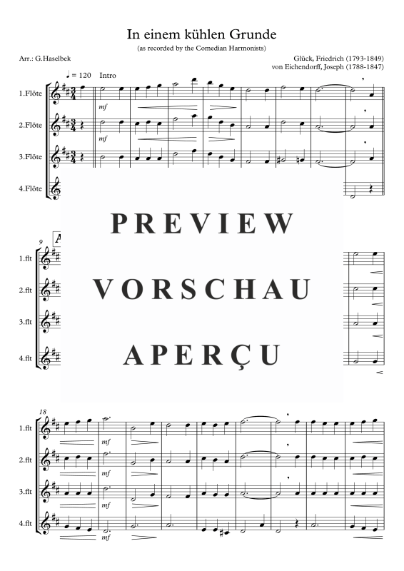 Produktgalerie: Seite 2 von 8 In einem kühlen Grunde, , Flötenquartett