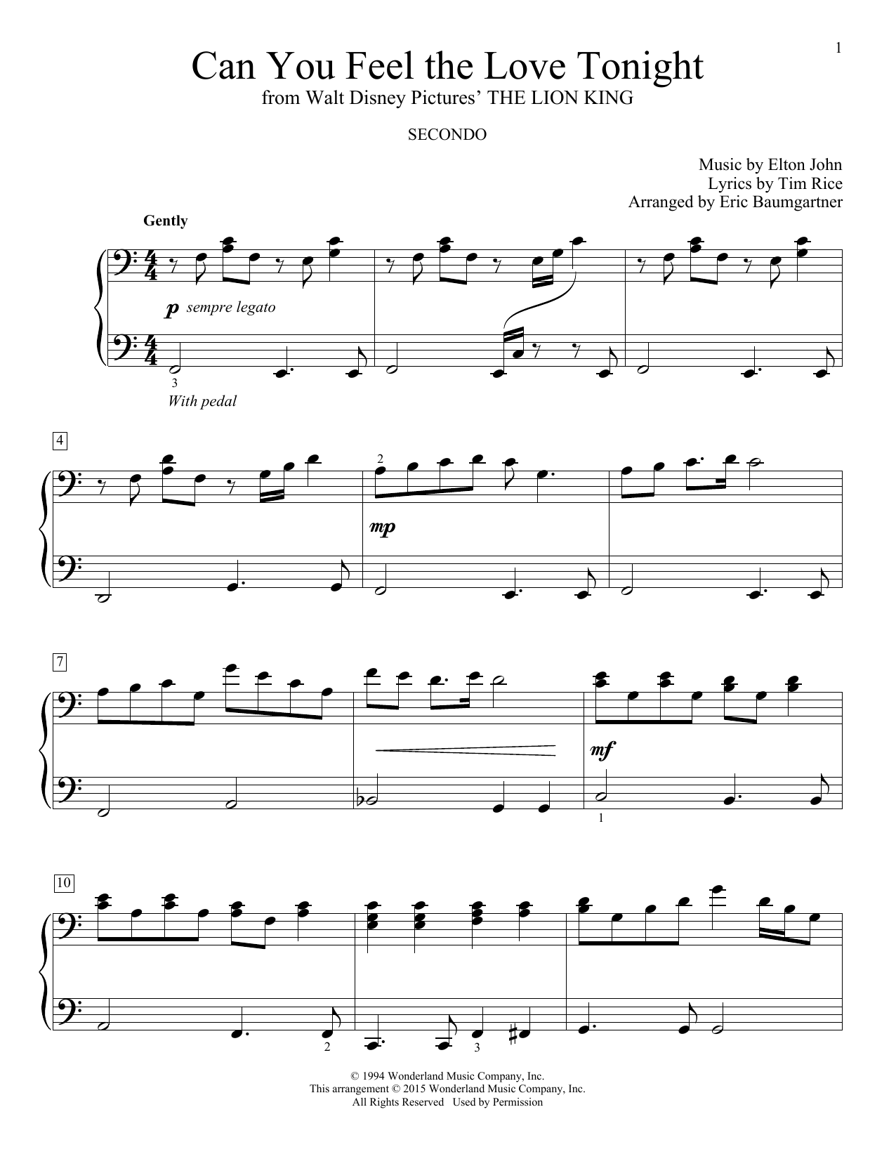 Produktbild zu: Can You Feel The Love Tonight (from The Lion King) (arr. Eric Baumgartner)