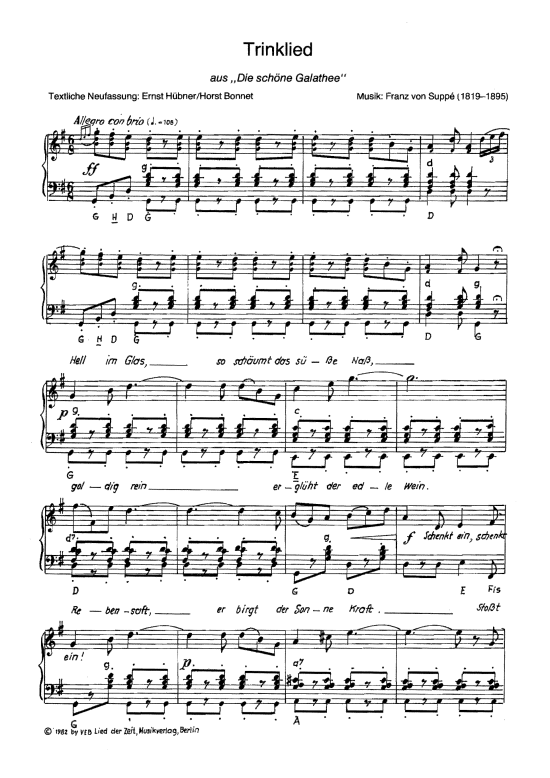 Product picture to: Trinklied aus: Die schöne Galathee