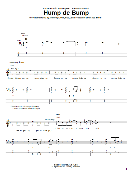Produktgalerie: Seite 1 von 1 Hump De Bump, Red Hot Chili Peppers, E-Bass