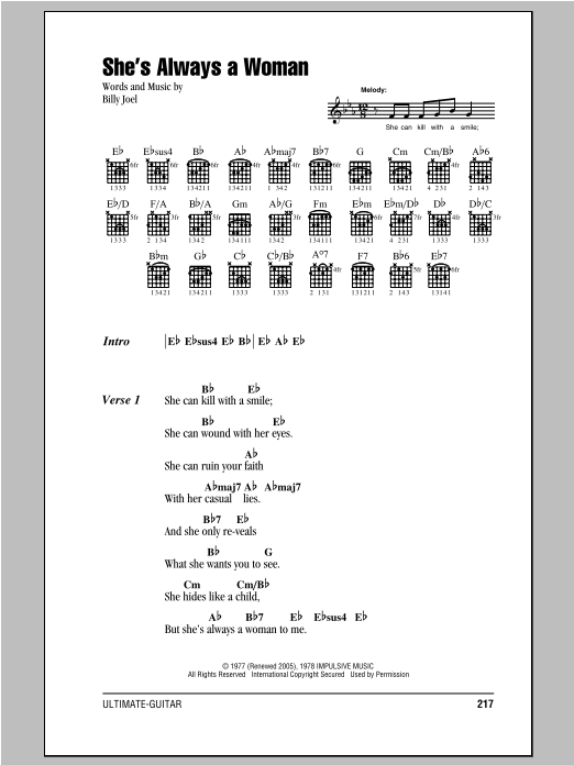 Produktgalerie: Seite 1 von 1 She's Always A Woman, Billy Joel, Gitarre