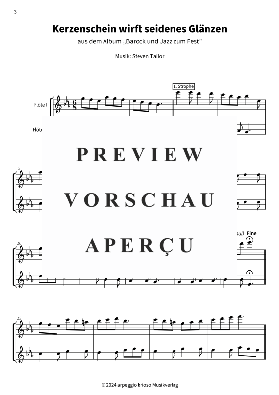 Produktgalerie: Seite 5 von 8 Kerzenschein wirft seidenes Glänzen - aus dem Album Barock und Jazz zum Fest, , (Duett Querflöte)