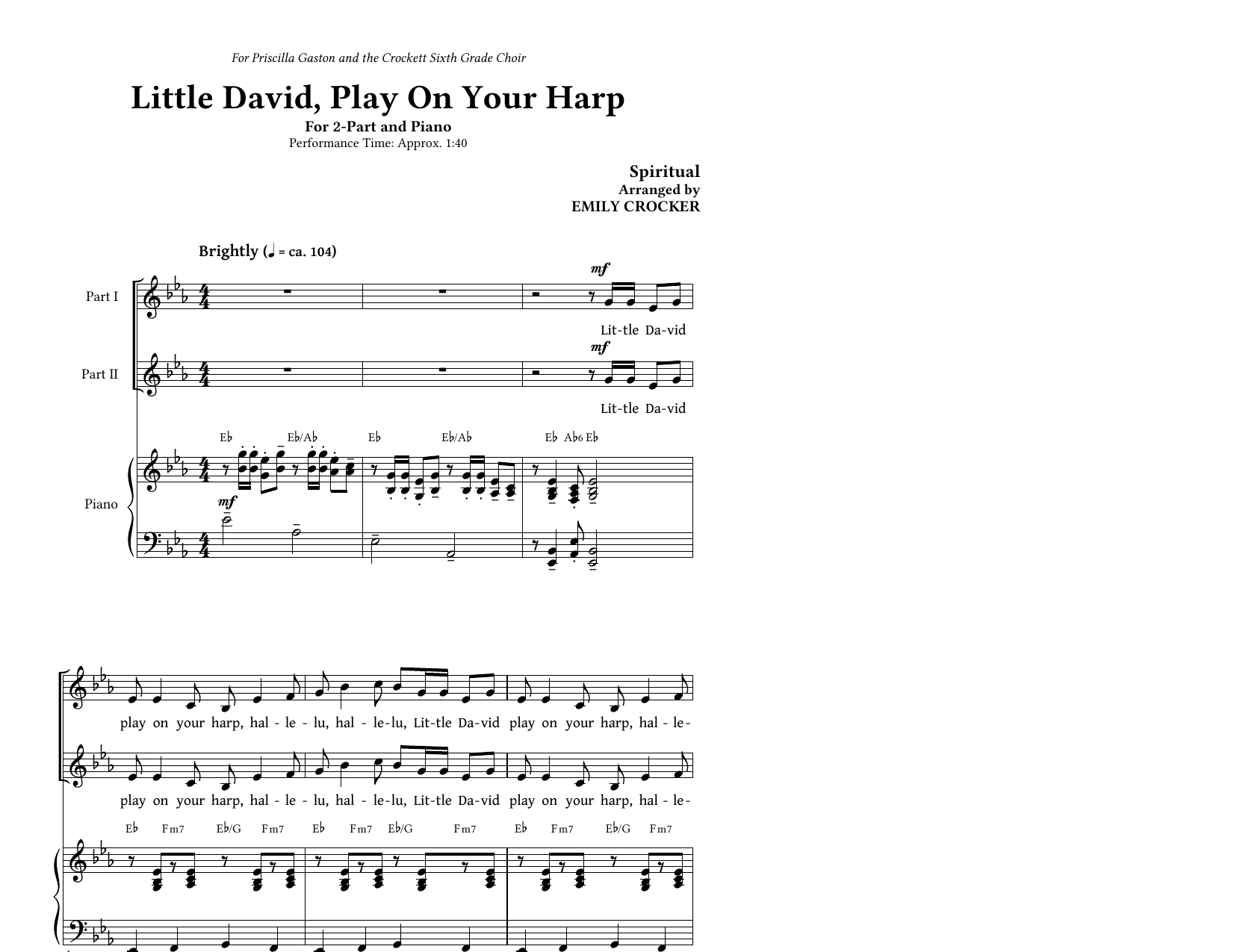 Product picture to: Little David, Play On Your Harp (arr. Emily Crocker)