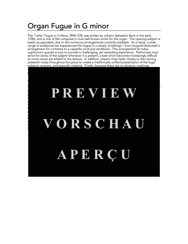 Product gallery: Page 4 of 11 Organ Fugue in G Minor (Little Fugue), , (Tuba Quartett EETT)