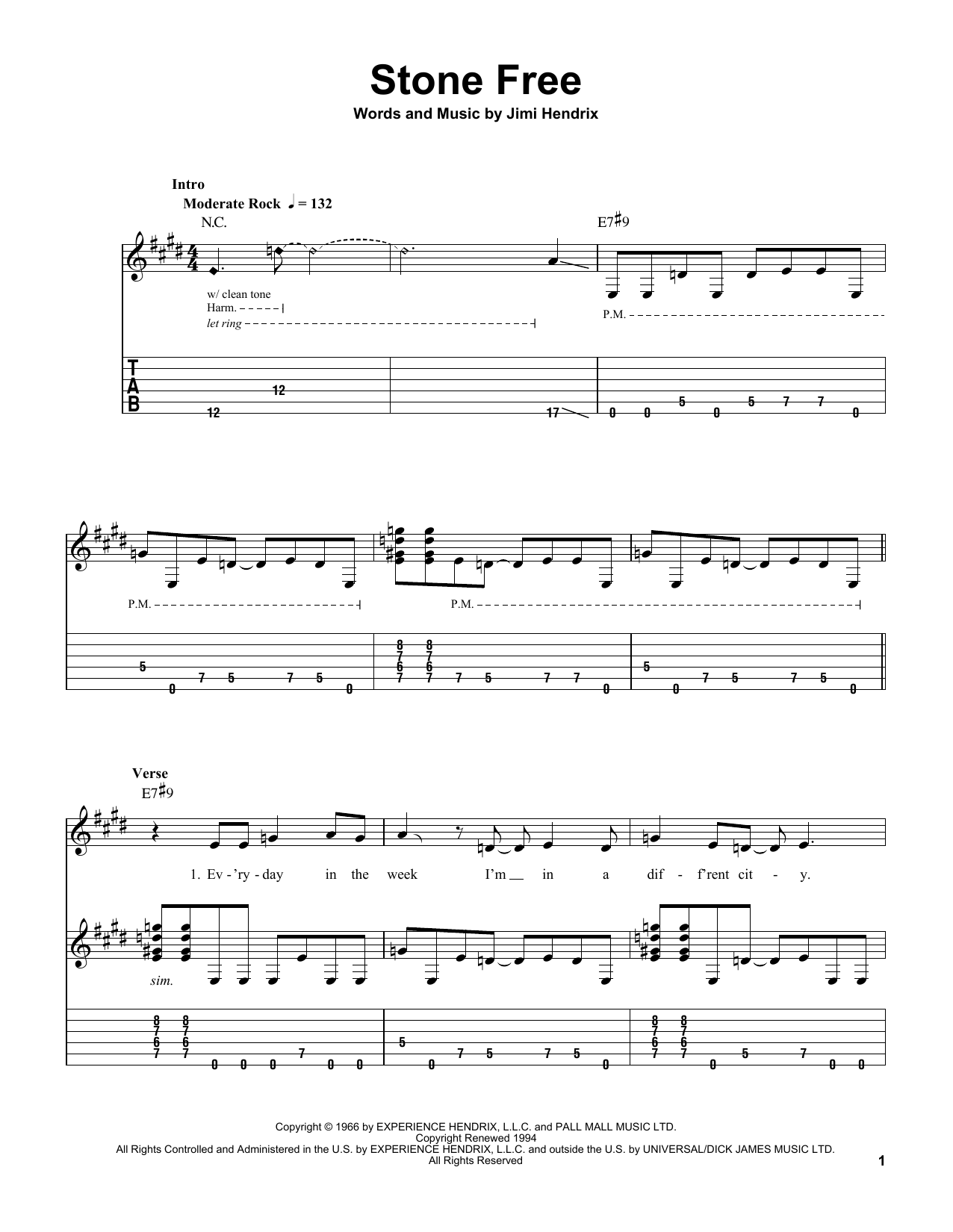 Product gallery: Page 1 of 1 Stone Free, Jimi Hendrix