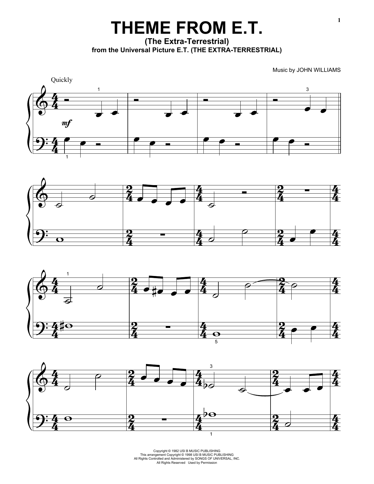 Produktgalerie: Seite 1 von 1 Theme From E.T. (The Extra-Terrestrial), John Williams, Klavier