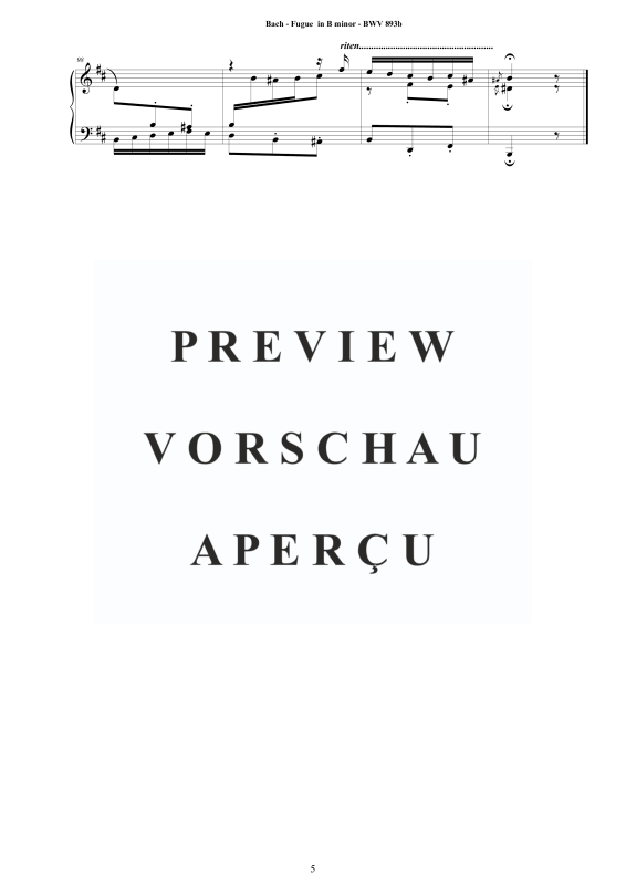 Produktgalerie: Seite 6 von 6 Fuge in H-Moll BWV 893b - Piano Version, , Klavier Solo