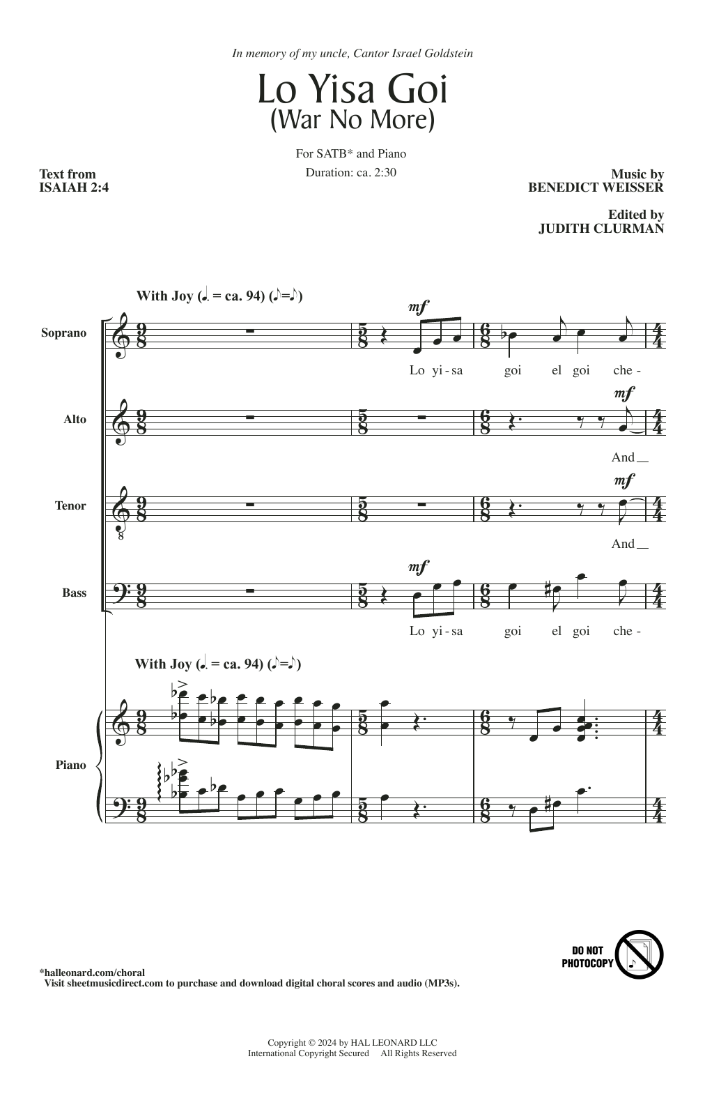Produktgalerie: Seite 1 von 1 Lo Yisa Goi, Judith Clurman, Chor