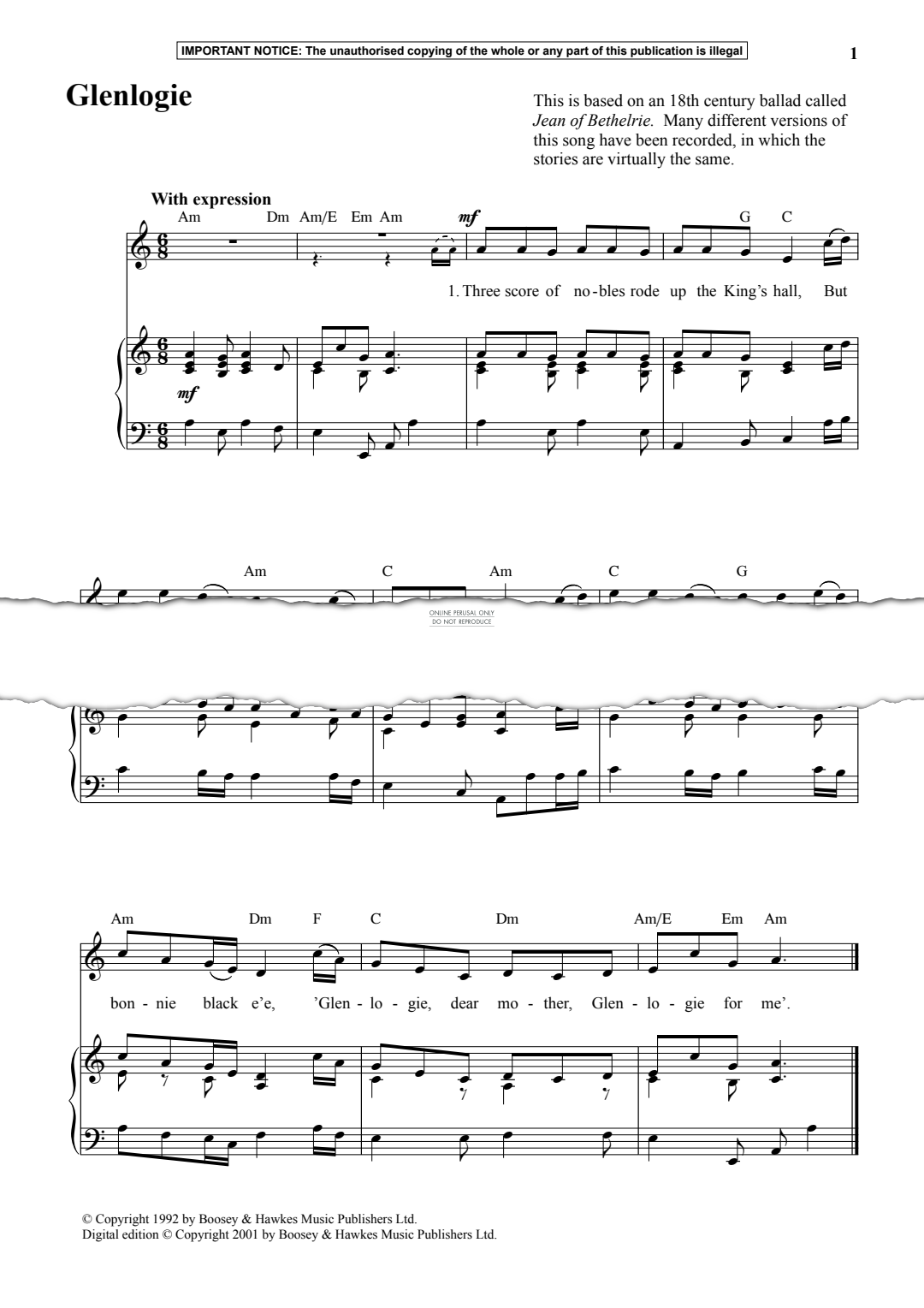 Produktgalerie: Seite 1 von 1 Glenlogie, Anon, Gesang, Klavier