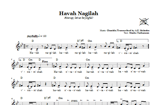 Product gallery: Page 1 of 1 Havah Nagilah (Rise Up; Let Us Be Joyful!), A.Z. Idelsohn