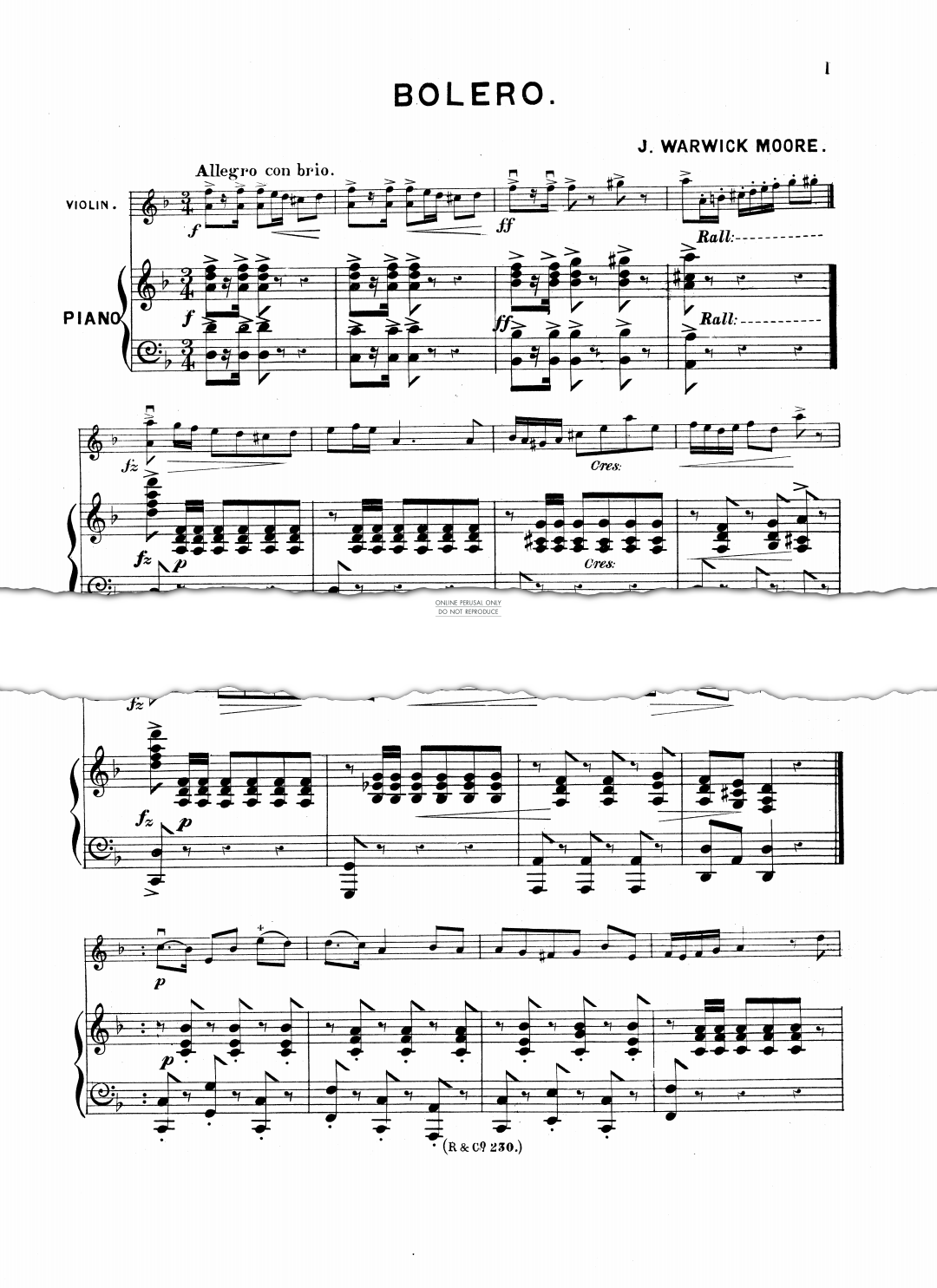 gallery: Bolero, J. Warwick Moore, Klavier, Violine