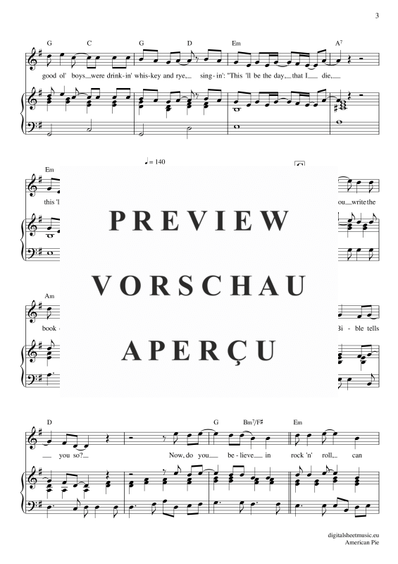 Product gallery: Page 4 of 11 American Pie , Mc Lean, Don, Piano and Voice