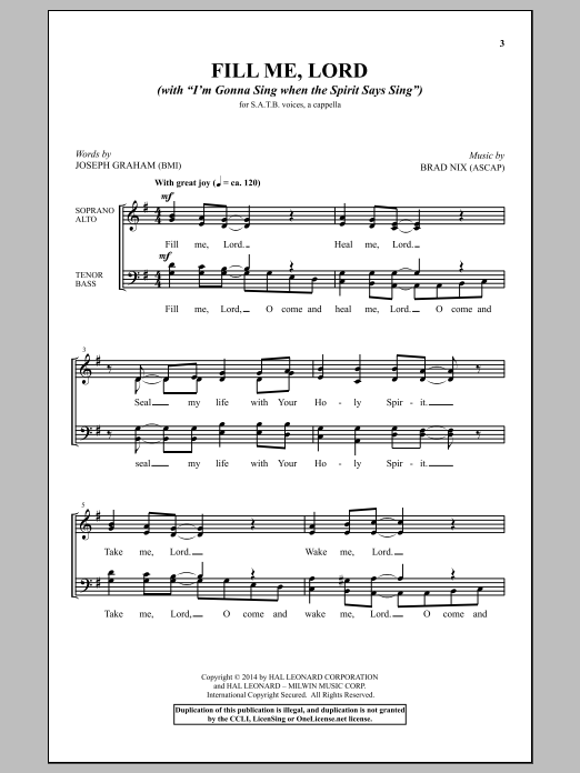 Produktbild zu: Fill Me, Lord (With "I'm Gonna Sing When The Spirit Says Sing")