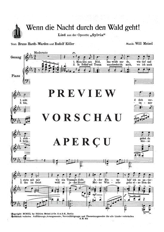Produktgalerie: Seite 3 von 3 Wenn die Nacht durch den Wald geht, , Klavier und Gesang
