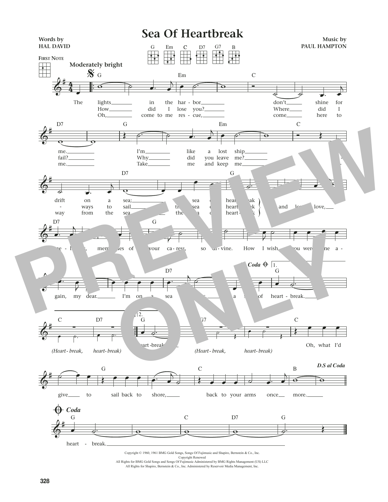 Product gallery: Page 1 of 1 Sea Of Heartbreak (from The Daily Ukulele) (arr. Jim Beloff), Don Gibson