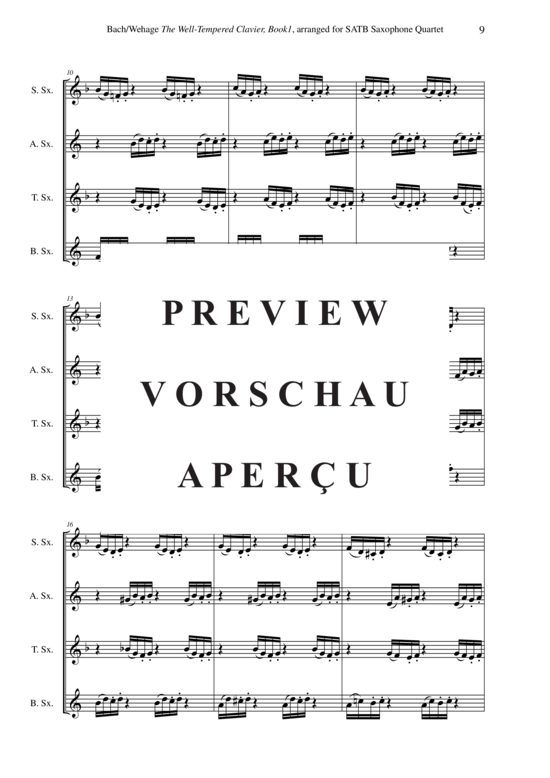gallery: The Well-Tempered Clavier, book 1 24 Preludes and Fuges, BWV 846-869 , , (Saxophone Quartet SATB)