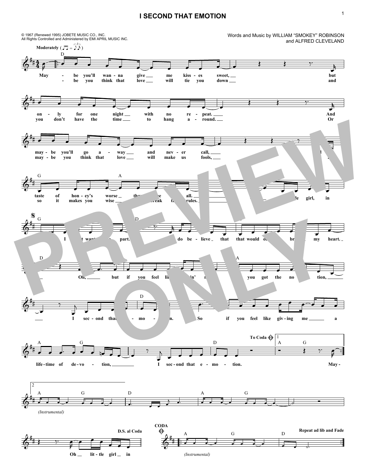 Produktgalerie: Seite 1 von 1 I Second That Emotion, Smokey Robinson & The Miracles, Melodieinstrument