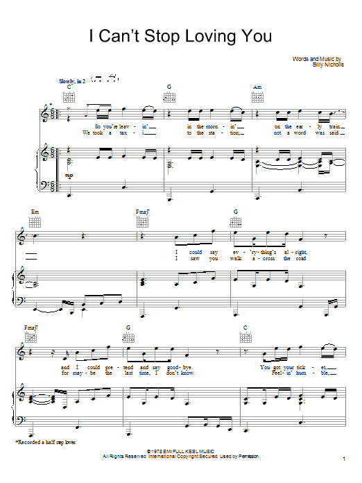 Produktgalerie: Seite 1 von 1 Can't Stop Loving You (Though I Try), Keith Urban, Gesang, Gitarre, Klavier