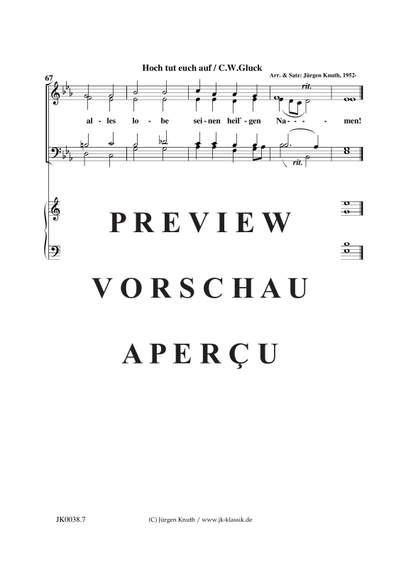Product gallery: Page 8 of 11 Hoch tut euch auf , , (mixed choir + organ/piano)
