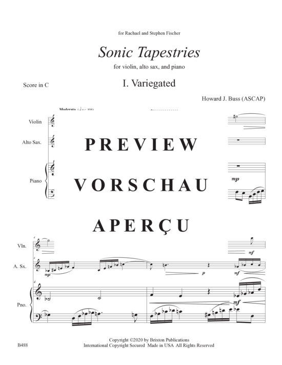 Product gallery: Page 5 of 21 Sonic Tapestries , , (violin, alto saxophone and piano)