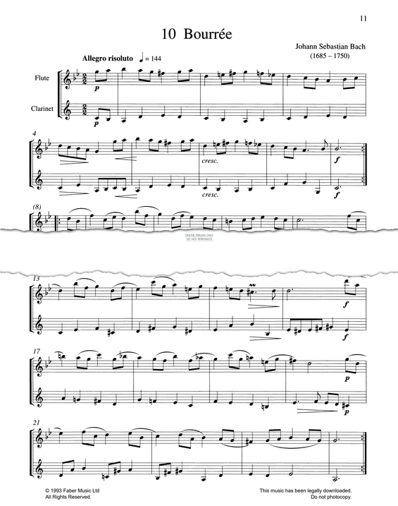 Product gallery: Page 1 of 1 Bourrée, Johann Sebastian Bach