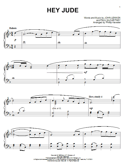 Product gallery: Page 1 of 1 Hey Jude (arr. Phillip Keveren), The Beatles
