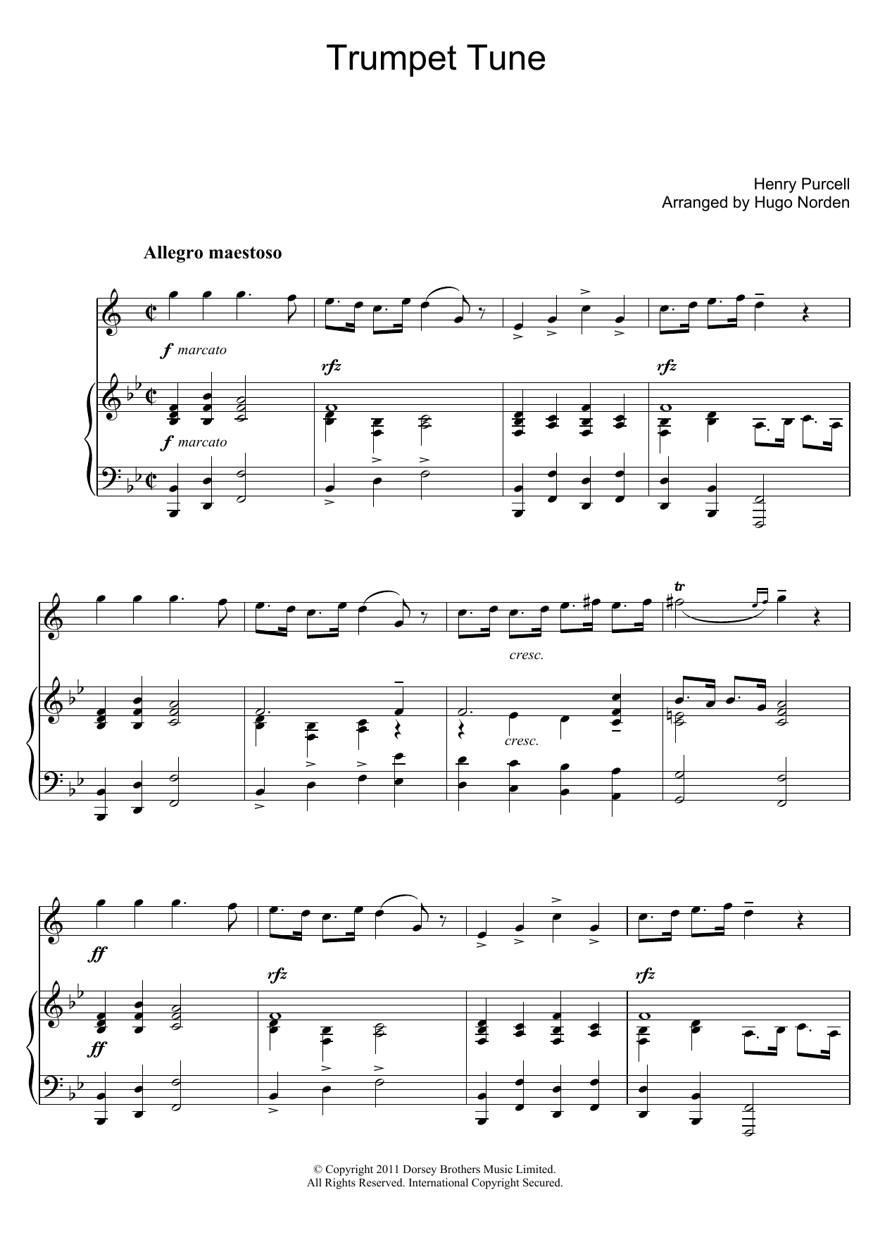 Produktgalerie: Seite 1 von 1 Trumpet Tune (arr. Hugo Norden), Henry Purcell, Horn, Klavier