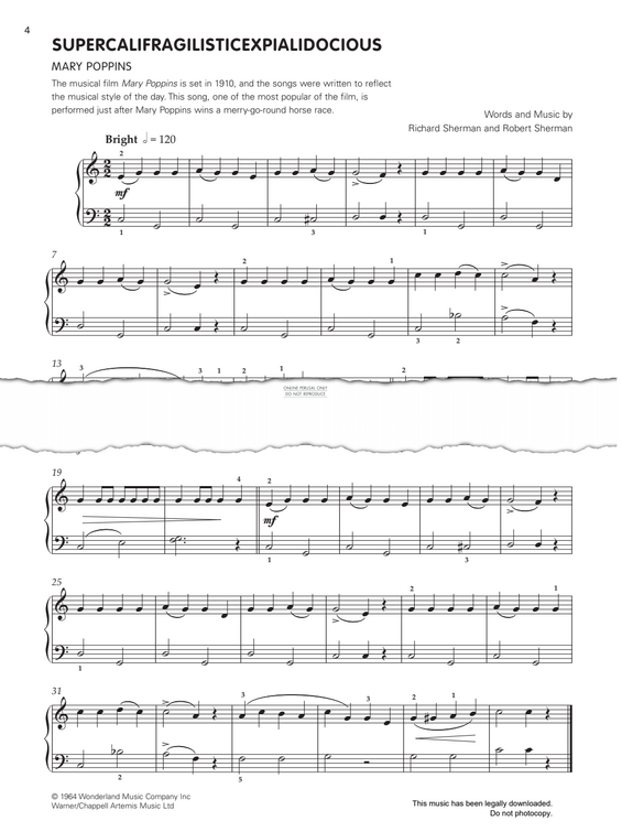 Produktgalerie: Seite 1 von 1 Supercalifragilisticexpialidocious (from 'Mary Poppins'), Richard M. Sherman, Klavier