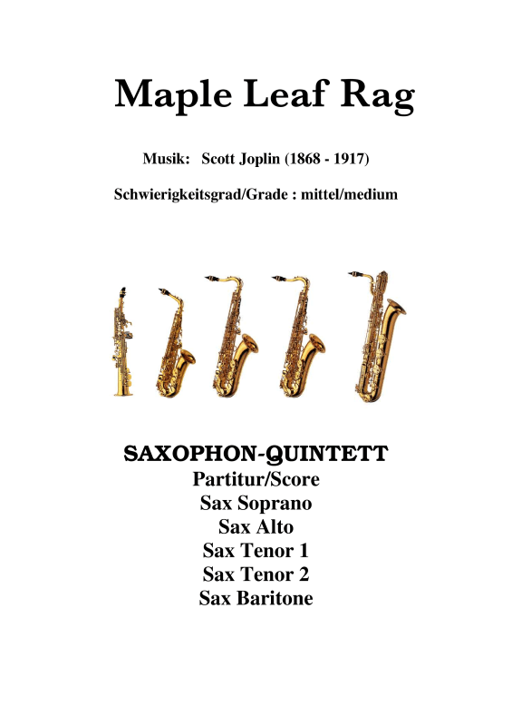 cover: Maple Leaf Rag, , Saxophon Quintett