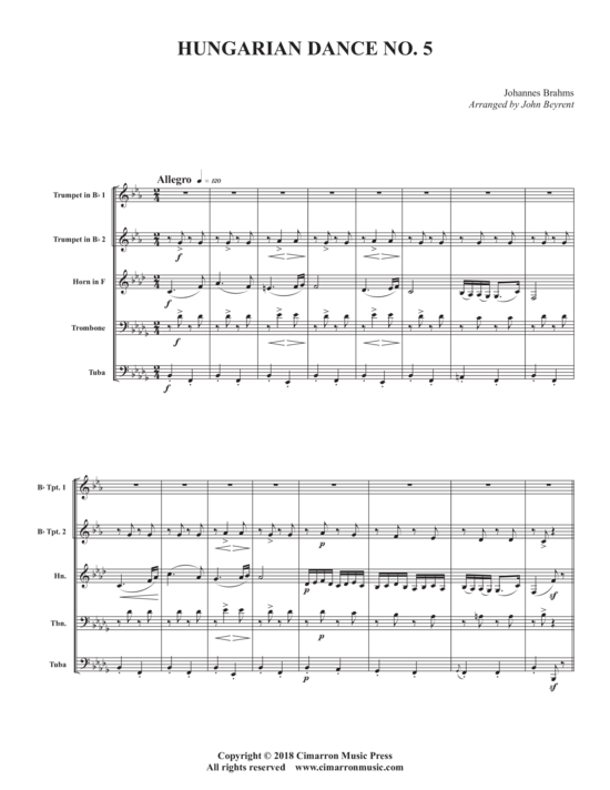 Produktbild zu: Hungarian Dance No. 5 Johannes Brahms