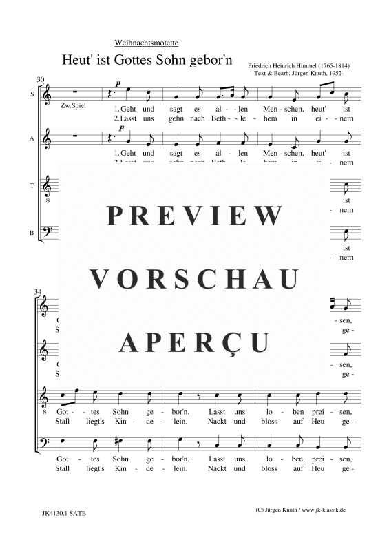 gallery: Heut´ ist Gottes Sohn gebor´n (Motette), , Gemischter Chor und Orgel