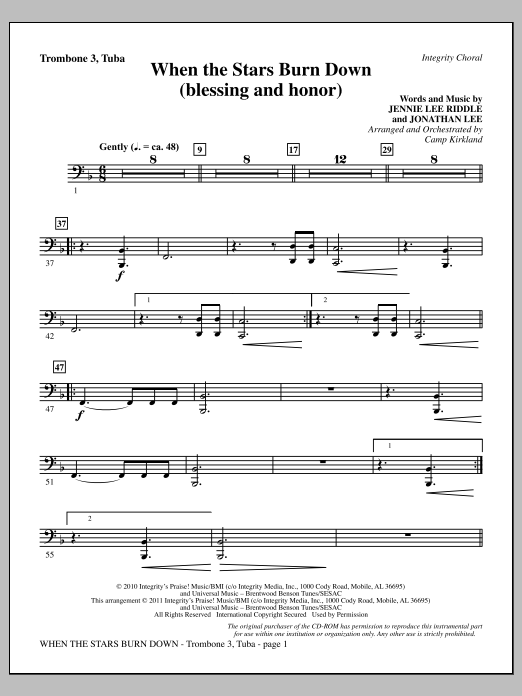 Produktgalerie: Seite 1 von 1 When The Stars Burn Down (Blessing And Honor) - Trombone 3/Tuba, Camp Kirkland, Chor