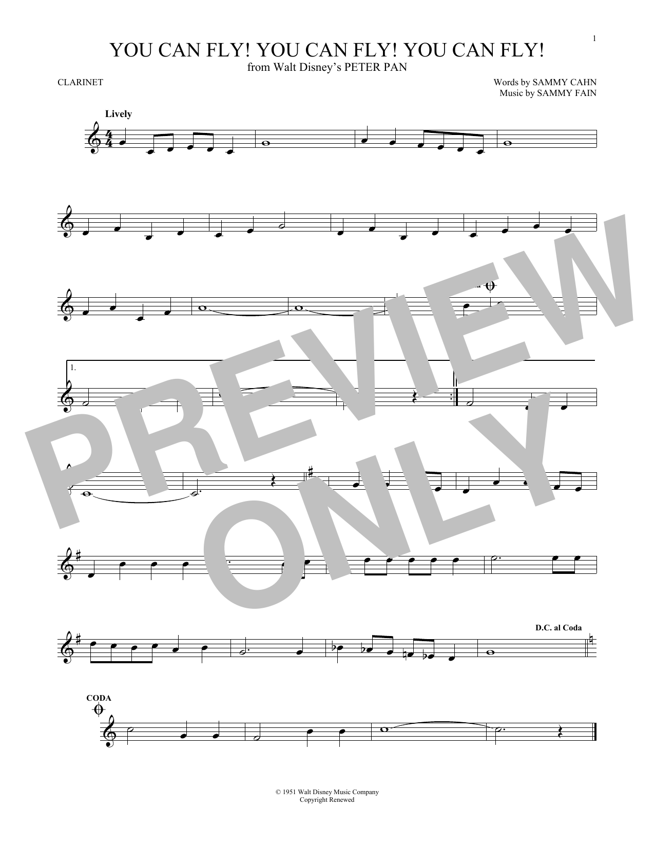 Product gallery: Page 1 of 1 You Can Fly! You Can Fly! You Can Fly! (from Peter Pan), Sammy Cahn