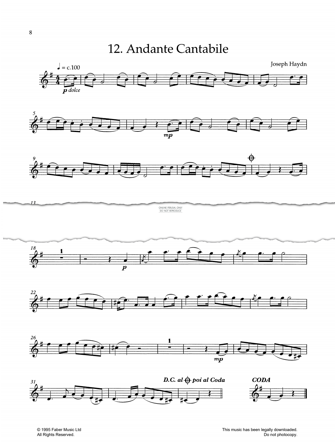Produktgalerie: Seite 1 von 1 Andante Cantabile, Franz Joseph Haydn, Klavier, Oboe
