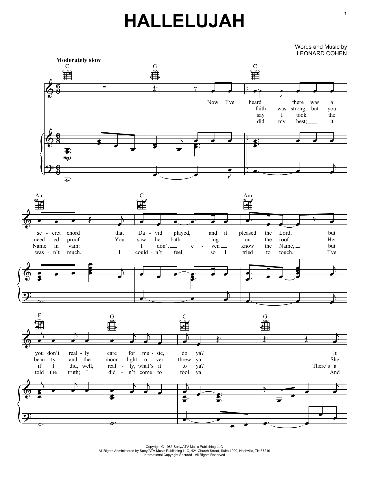 Product gallery: Page 1 of 1 Hallelujah, Leonard Cohen