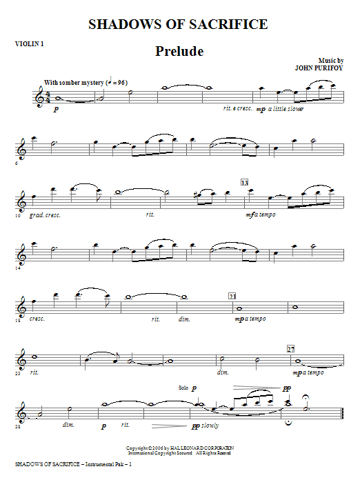 Produktbild zu: Shadows of Sacrifice - Violin 1