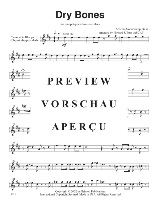 Produktgalerie: Seite 8 von 19 Dry Bones , , (3 Trompeten in B und 1 Basstrompete/Posaune)