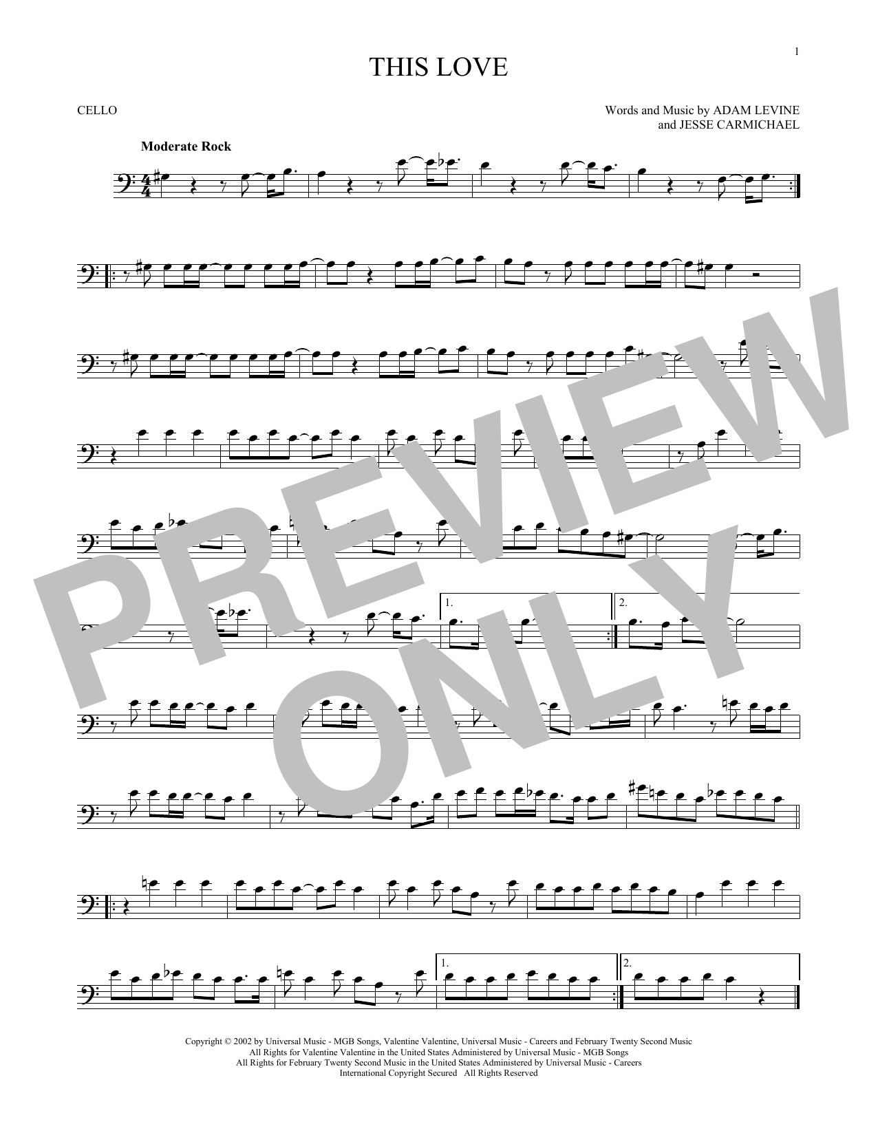 Produktgalerie: Seite 1 von 1 This Love, Maroon 5, Violoncello