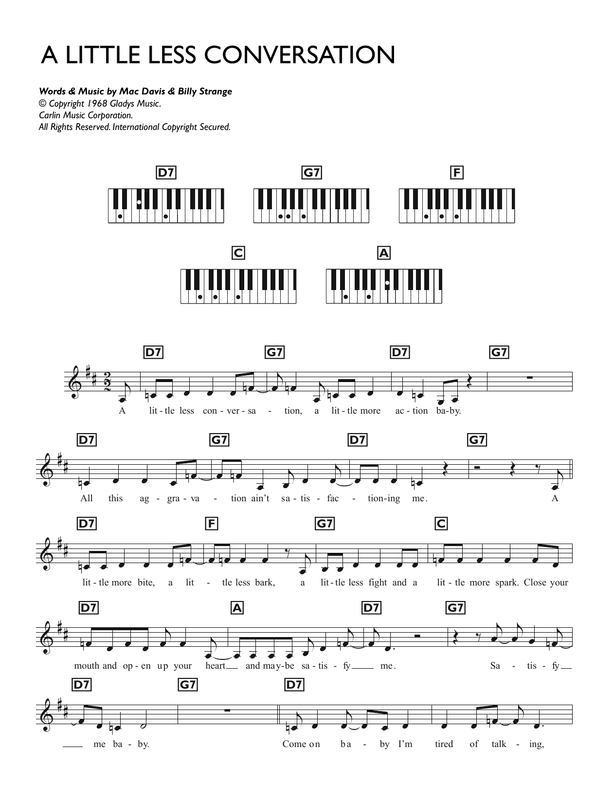 Produktgalerie: Seite 1 von 1 A Little Less Conversation, Elvis Presley, Klavier