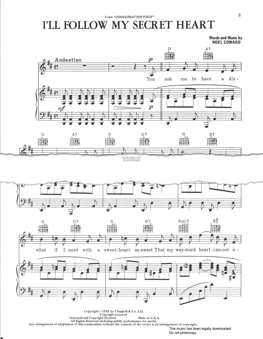 Produktbild zu: I'll Follow My Secret Heart (from 'Conversation Piece')