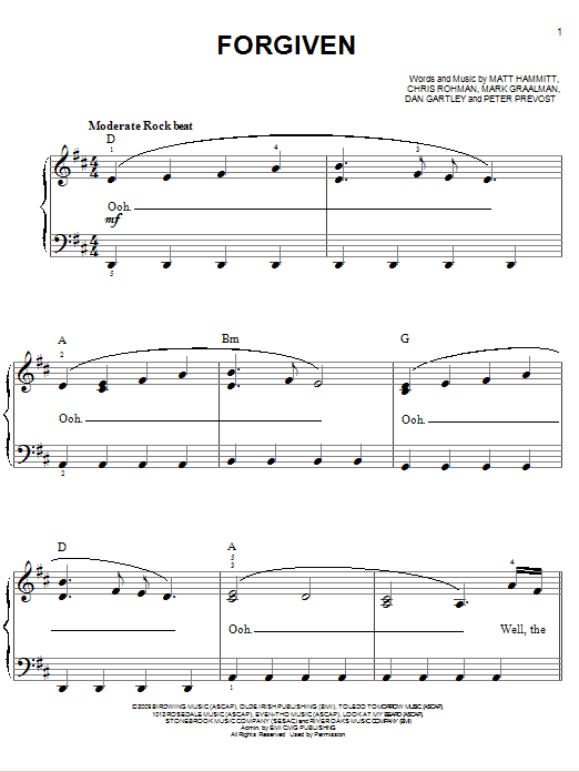 Forgiven (Sanctus Real) | Sheet Music: Easy Piano | PDF Download
