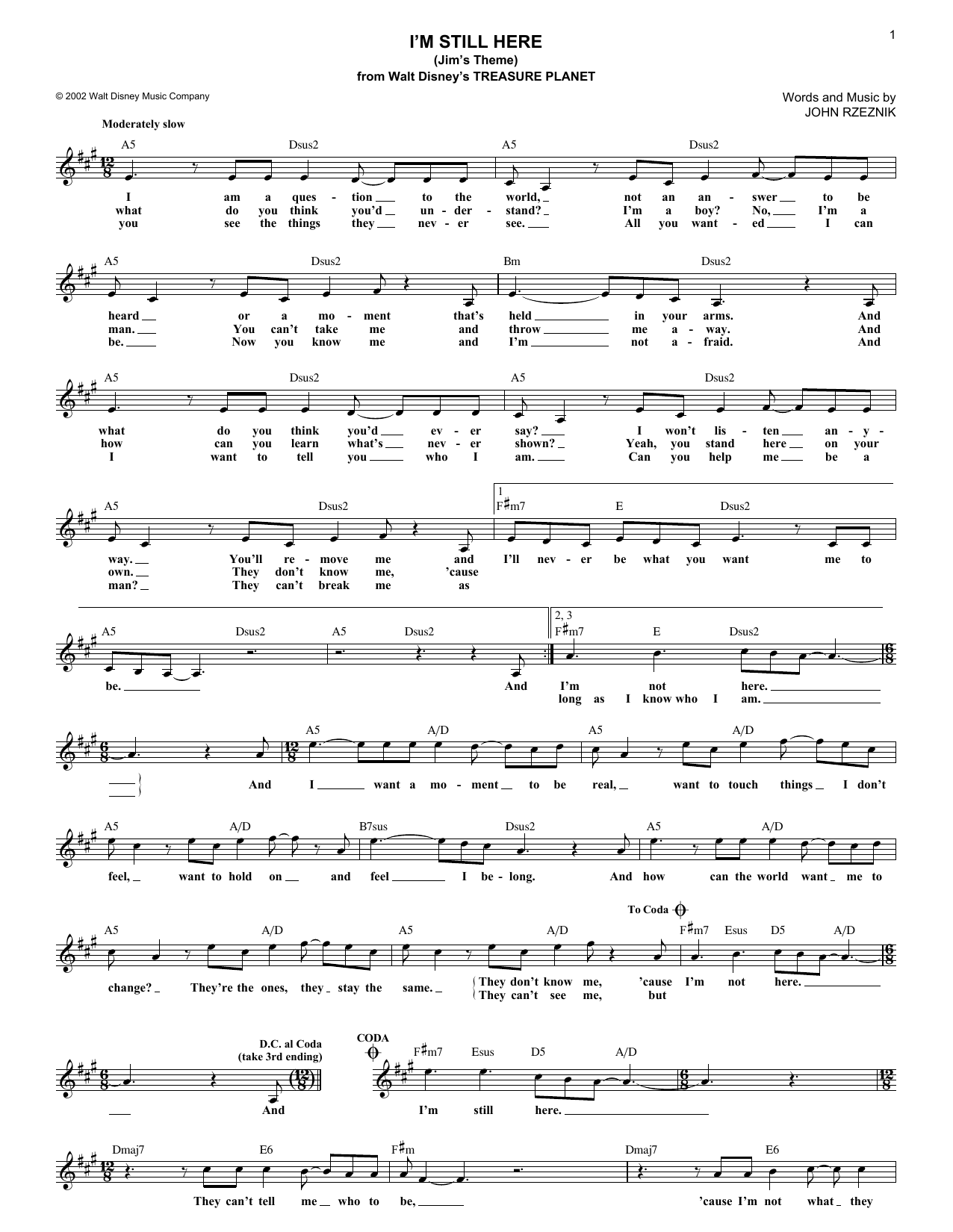 Produktbild zu: I'm Still Here (Jim's Theme)