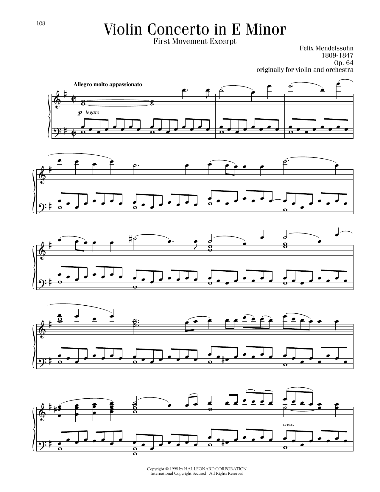Produktbild zu: Violin Concerto in E Minor, First Movement Excerpt