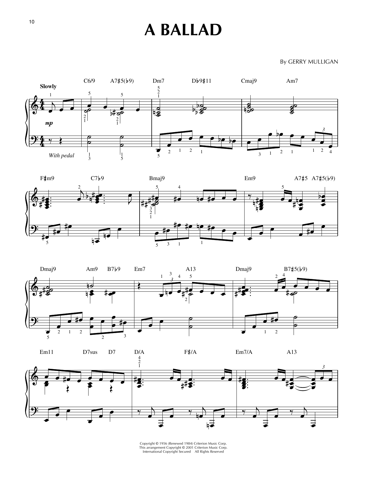 Produktgalerie: Seite 1 von 1 A Ballad (arr. Brent Edstrom & Jim Sodke), Gerry Mulligan, Klavier