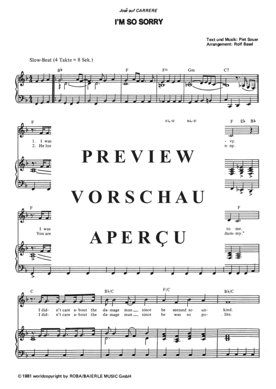 Product gallery: Page 4 of 4 I'm So Sorry , Jose, Piano and Voice