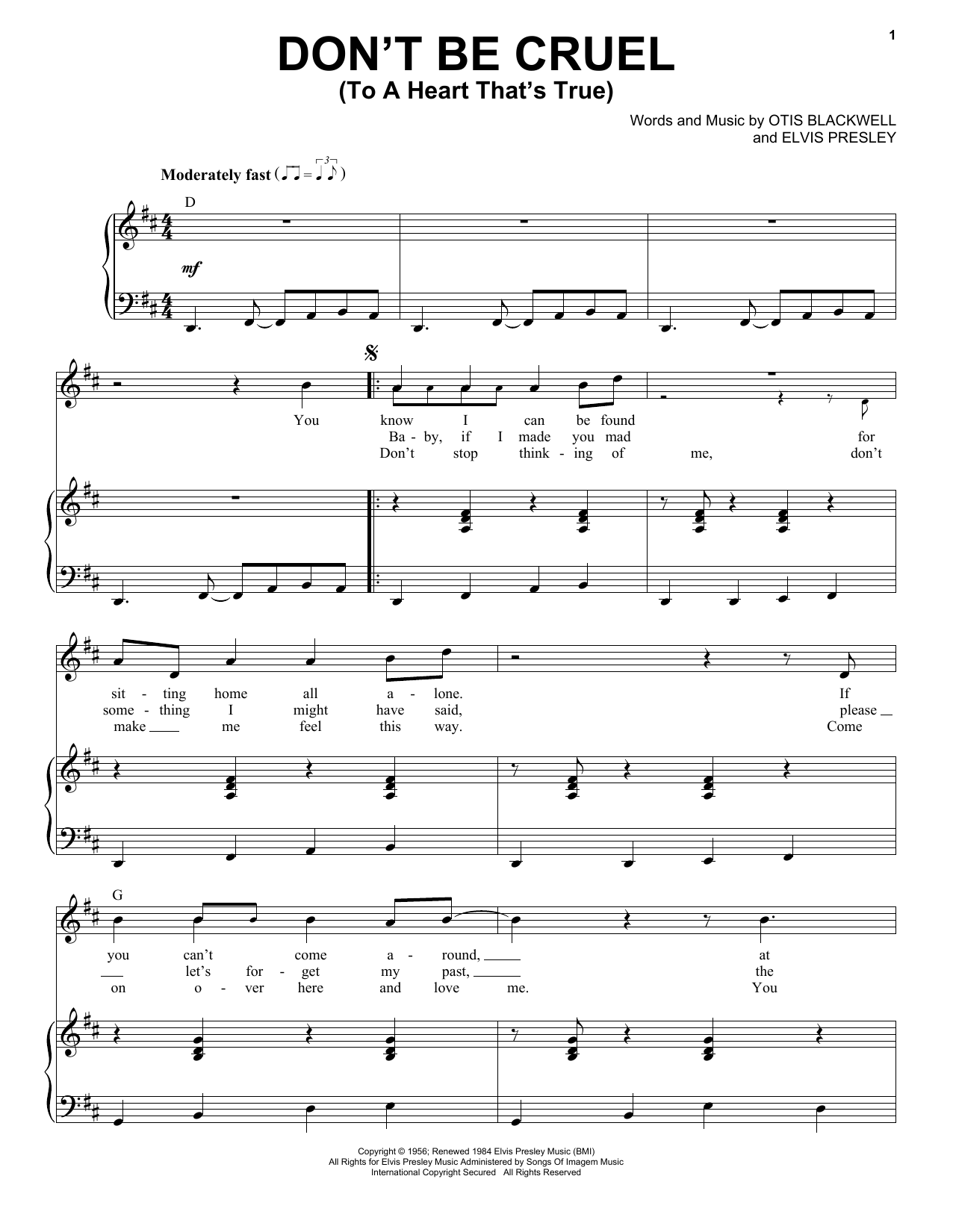 Produktgalerie: Seite 1 von 1 Don't Be Cruel (To A Heart That's True), Elvis Presley, Gesang, Klavier